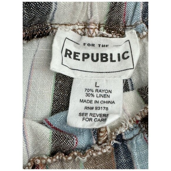 For the Republic Striped Linen-Blend Cropped Wide-Leg Pants Women's Size L - Picture 4 of 9